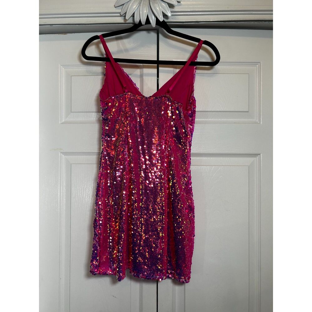 Club Exx Iridescent Pink Sequin Mini Party Dress Size Small